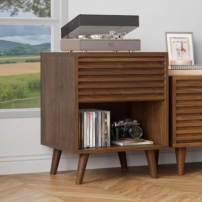 FurnitureZ l  Pair of Mid-Century Modern Nightstands Tables for Living Room, Bedroom