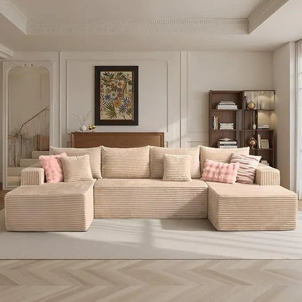 FurnitureZ l  108" L Shaped Modular Sofa Cloud Couch with Left Facing Chaise for Living Room