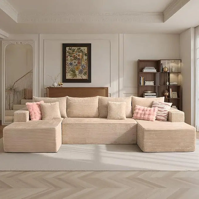 FurnitureZ l  108" L Shaped Modular Sofa Cloud Couch with Left Facing Chaise for Living Room