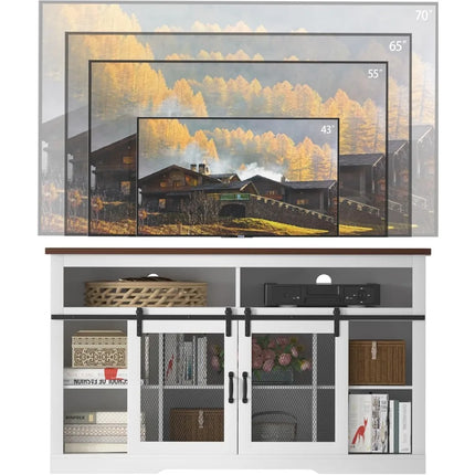 FurnitureZ l  58" Farmhouse Style TV Stand for Living Room, Bedroom