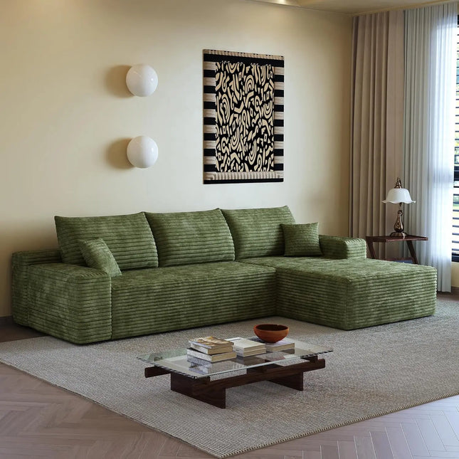 FurnitureZ l  108" L Shaped Boneless Sectional Sofa Couches for Living Room