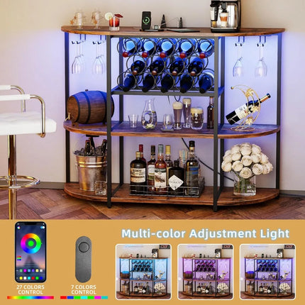 FurnitureZ l   Wine Bar Cabinet with LED Lights for Dining Room