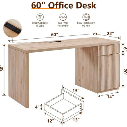 FurnitureZ l  60" Modern Executive Desk for Home Office