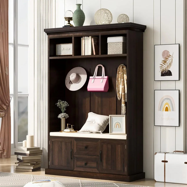 FurnitureZ l  Entryway Hall Tree Storage Cabinet for Entryway