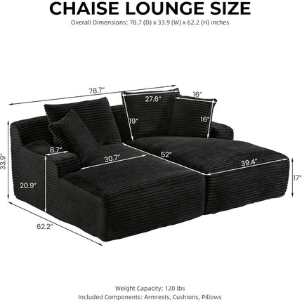 FurnitureZ l  Chaise Lounge Cloud Sofa Bed for Living Room