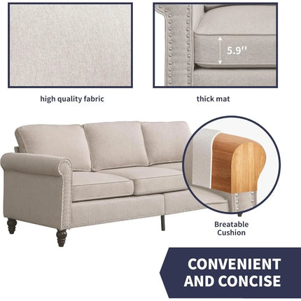 FurnitureZ l  Sofa Couch, 3-Seat Couches for Living Room