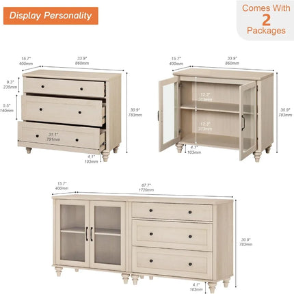 FurnitureZ l  75" Wood Entertainment TV Stand Center for Living Room