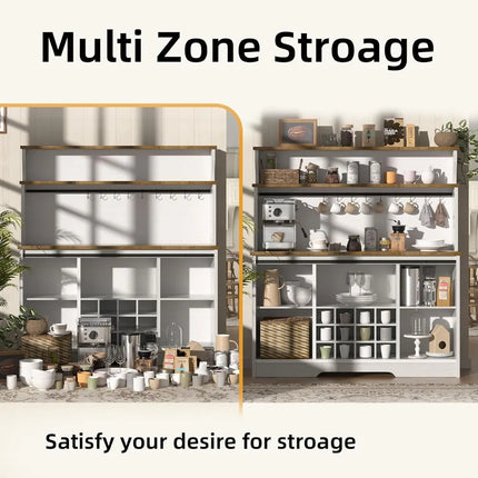 FurnitureZ l  55" Farmhouse Coffee Bar Cabinet for Dining Room