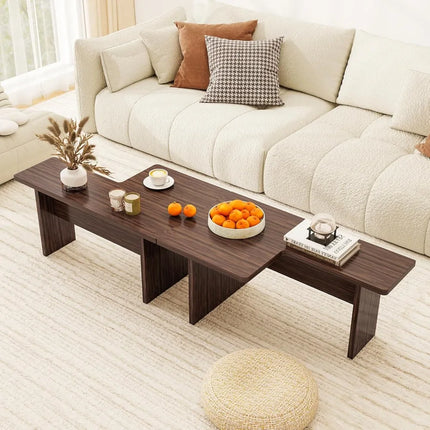 FurnitureZ l  Mid Century Modern L-Shaped Coffee Table Set for Living Room
