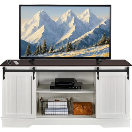 FurnitureZ l  Farmhouse Style TV Stand for Living Room, Bedroom