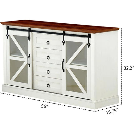 FurnitureZ l  56" Sideboard Buffet Cabinet for Living Room, Dining Room