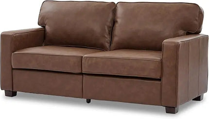 FurnitureZ l  Mid-Century Modern PU Faux Leather Sofa Couch for Living Room