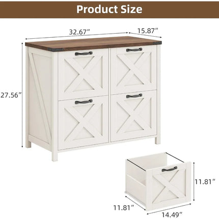 FurnitureZ l  Lateral File Cabinet with 4 Drawers for Home Office