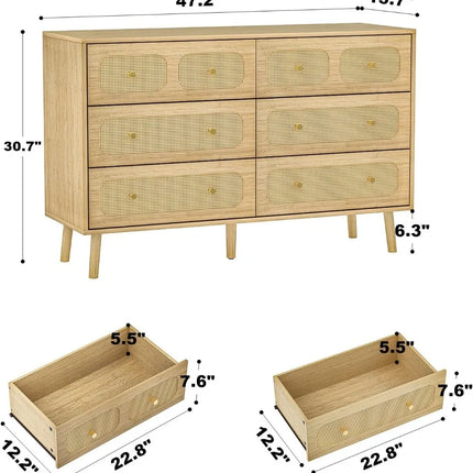 FurnitureZ l  Modern 6 Drawer Double Dresser for Living Room