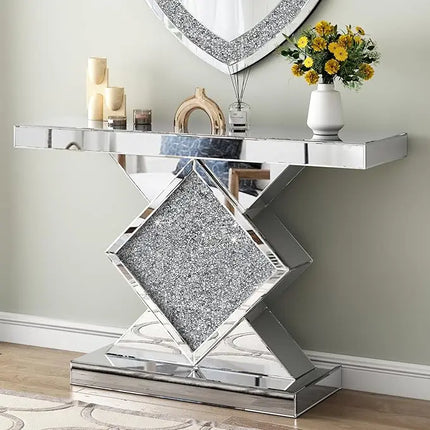 FurnitureZ l  47.2'' Silver Console Table for Living Room
