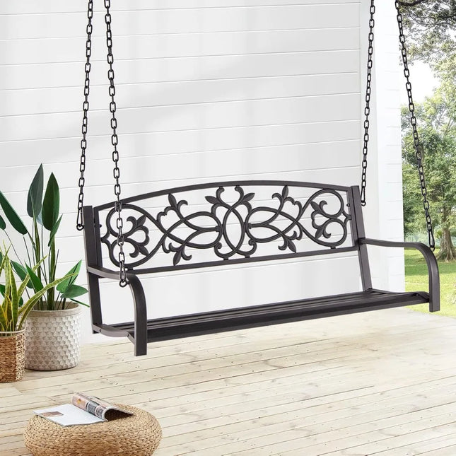 FurnitureZ l  Patio Metal Porch Swing for Outdoor