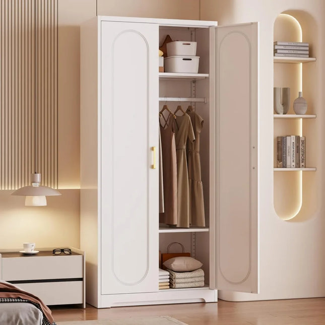 FurnitureZ l  White Metal Wardrobe Closet for Bedroom