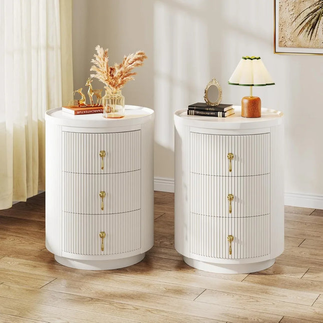 FurnitureZ l  3 Drawers Nightstand Set of 2 for Living Room, Bedroom