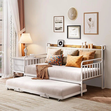 FurnitureZ l  Twin Bed Frame with Upholstered Headboard for Bedroom