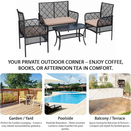 FurnitureZ l  4-Piece Patio Furniture Set for Outdoor