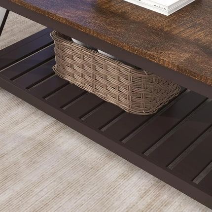 FurnitureZ l  Vintage Rustic Espresso Coffee Table for Living Room