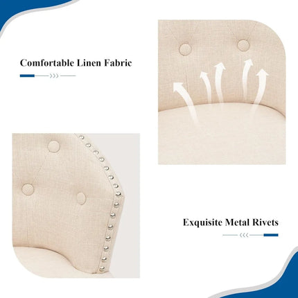 FurnitureZ l  29" Upholstered 360° Swivel Barstools Linen Fabric for Dining Room