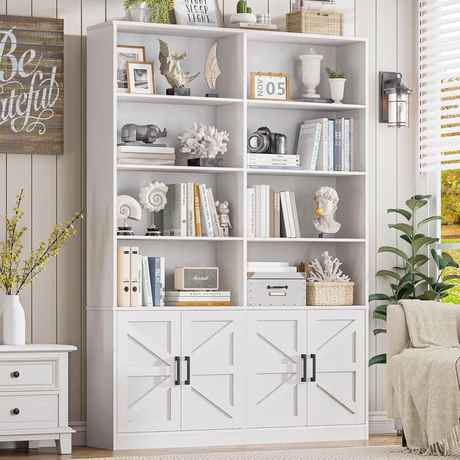 FurnitureZ l  White Bookshelf for Living Room, Dining Room, Home Office