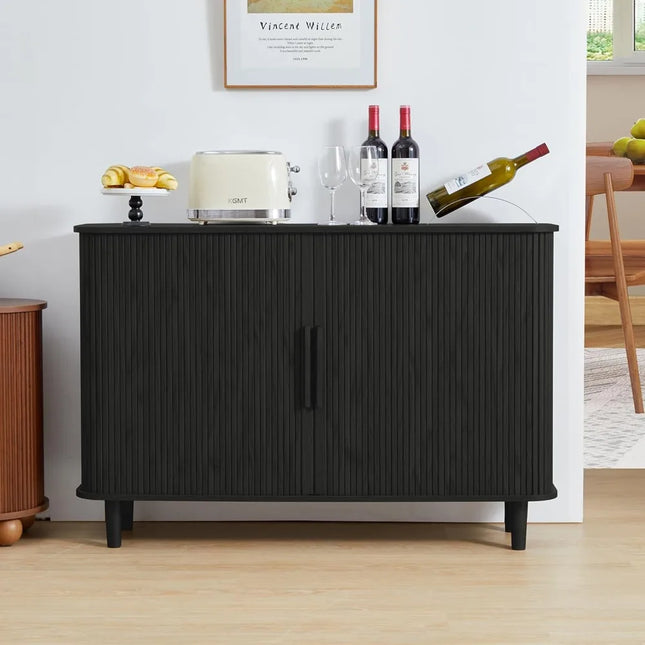 FurnitureZ l  Modern Kitchen Buffet with Fluted Design for Living Room, Dining Room