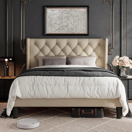 FurnitureZ l  Queen-Sized Platform Bed Frame for Bedroom