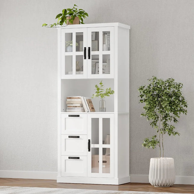 FurnitureZ l  Three-Door Glass Curio Cabinet for Living Room