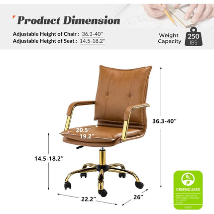 FurnitureZ l Faux Leather Home Office Desk Chair