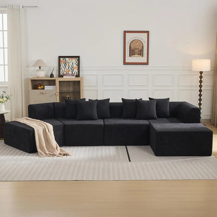 FurnitureZ l  140" Oversized Cloud Velvet Curved Sectional Couch Sofa for Living Room