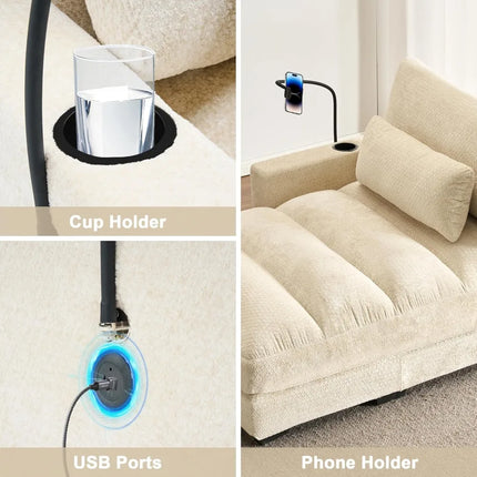 FurnitureZ l  Spacious Indoor Chaise Lounge Sofa for Living Room, Bedroom