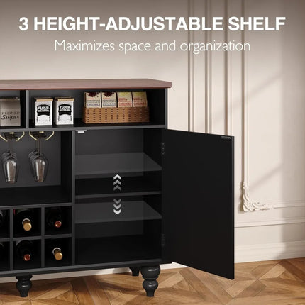 FurnitureZ l  Black Mid Century Modern Wine Bar Cabinet for Dining Room