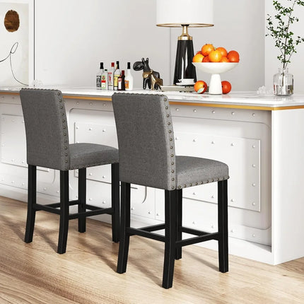 FurnitureZ l  Modern 24" Nail Head Counter Height Bar Stools for Dining Room