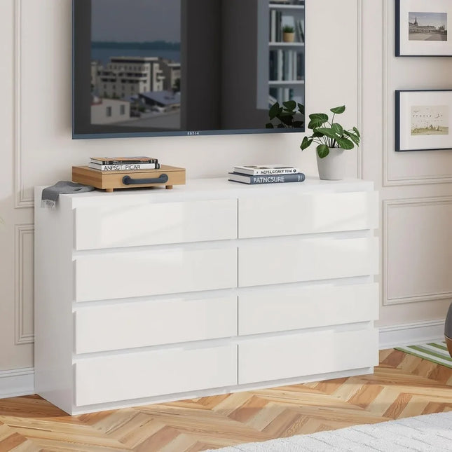 FurnitureZ l  Contemporary 8-Drawer Wooden Dresser for Bedroom, Dressing Room