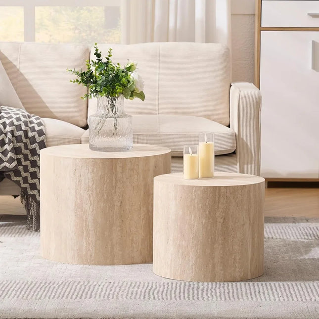 FurnitureZ l  Pair of Wooden Nesting Coffee Tables for Living Room