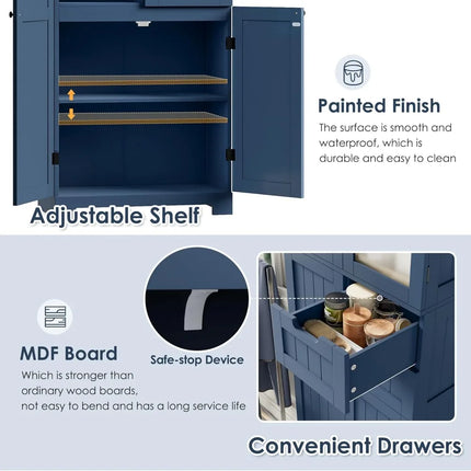 FurnitureZ l  67" Tall Storage Cabinet for Dining Room, Bathroom