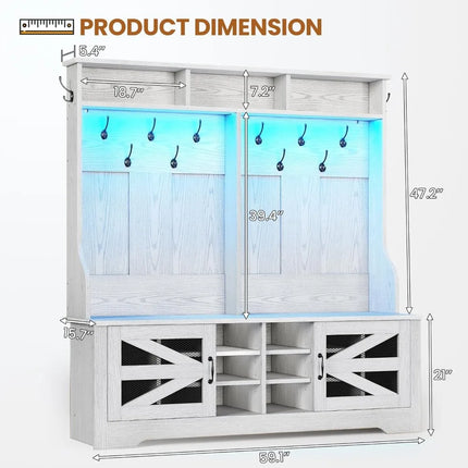 FurnitureZ l  Multi-Functional Entryway Bench with Coat Rack, Shoe Storage