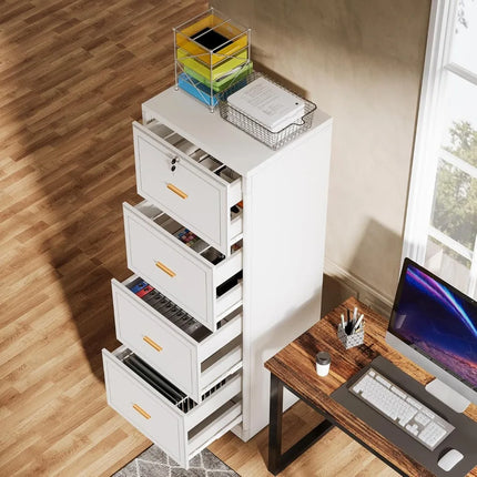 FurnitureZ l  Tribesigns 4 Drawer File Cabinet with Lock and Key for Home Office