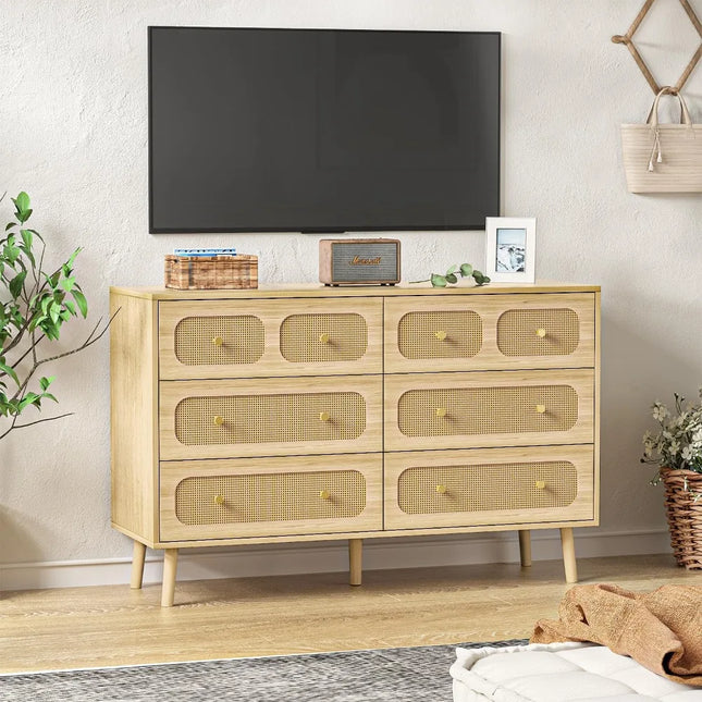 FurnitureZ l  Modern 6 Drawer Double Dresser for Living Room
