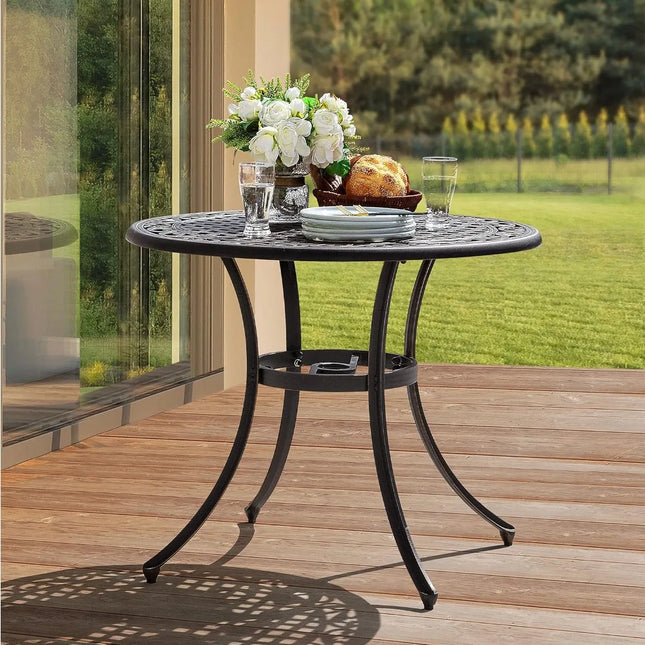 FurnitureZ l  35" Round Patio Bistro Table for Outdoor