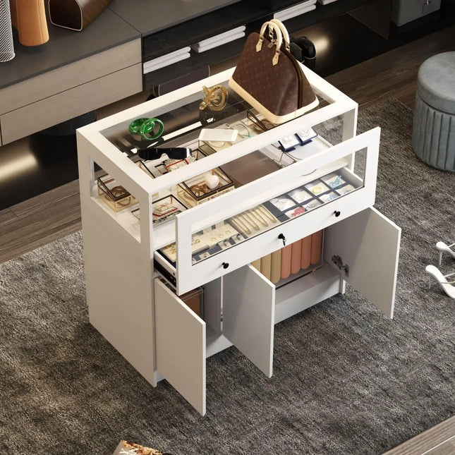 FurnitureZ l Island Storage with Glass for Dressing Room