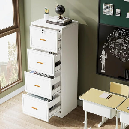 FurnitureZ l  Tribesigns 4 Drawer File Cabinet with Lock and Key for Home Office
