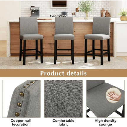 FurnitureZ l  Modern 24" Nail Head Counter Height Bar Stools for Dining Room