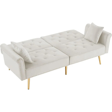 FurnitureZ l  69.6" Velvet Tufted Convertible Sofa Bed for Living Room