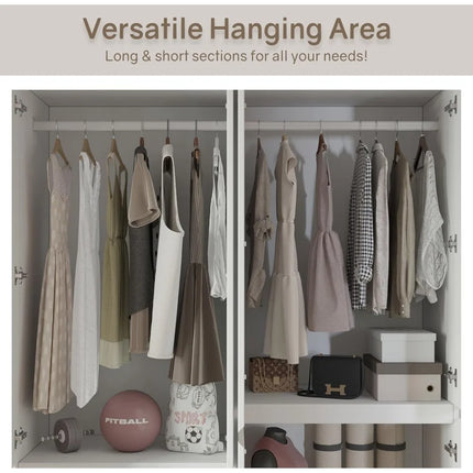 FurnitureZ l  78.74" 4-Door Wardrobe Closet for Bedroom