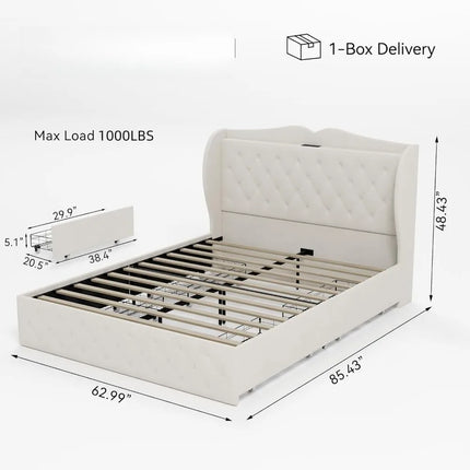 FurnitureZ l  Queen Size Bed Frame for Bedroom