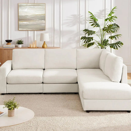 FurnitureZ l  100“ L Shaped Couch with Reversible Chaise Sectional Sofa Corner Couches for Living Room