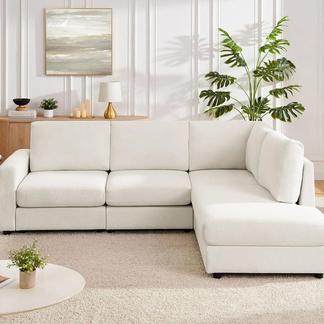FurnitureZ l  100“ L Shaped Couch with Reversible Chaise Sectional Sofa Corner Couches for Living Room